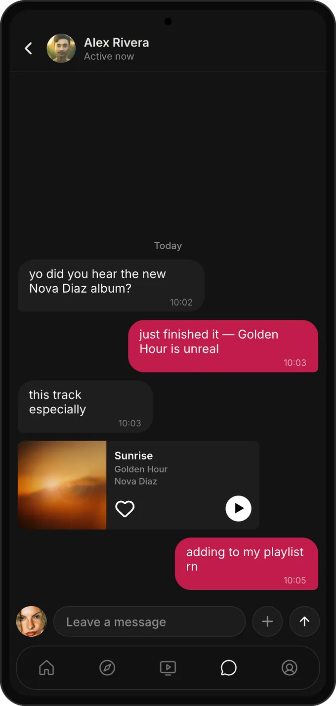 Music chat — message friends and share tracks on Melodon